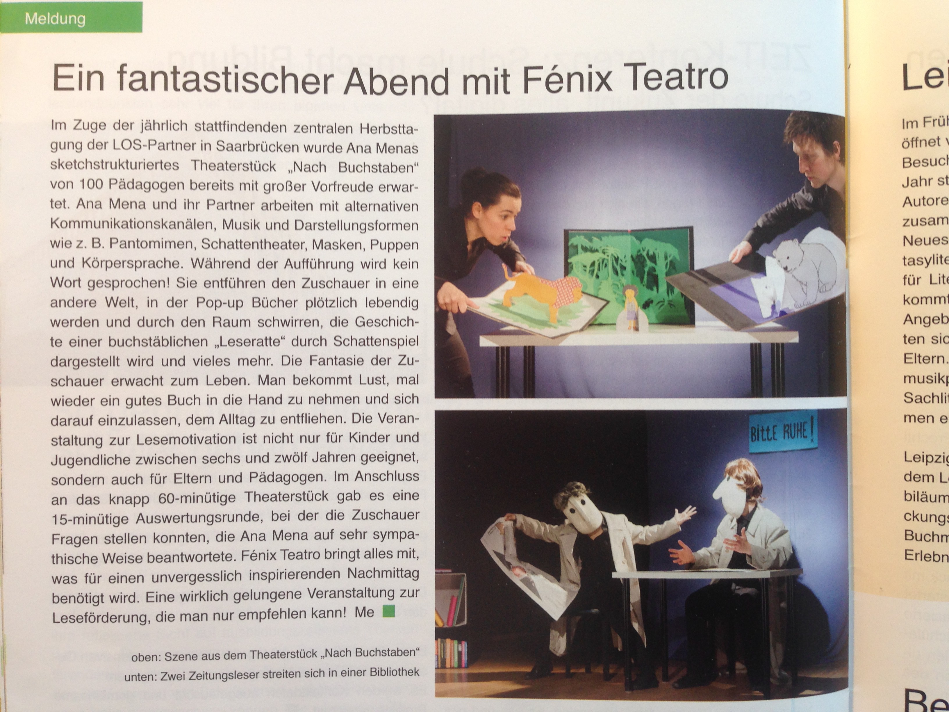 1. Wortspiegel 2016 -  Artikel Fenix Teatro